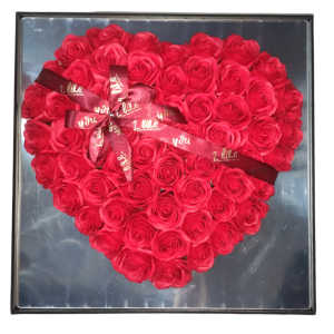 Τρισδιάστατη καρδιά από τριαντάφυλλα 48x48 Κόκκινα